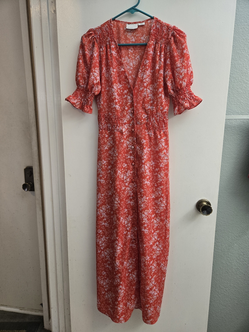 ASOS Red Floral Button-Front Maxi Dress Size 4